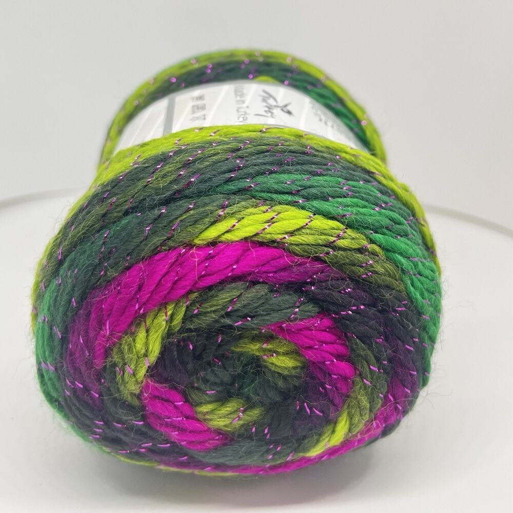 ICE Yarns Cakes Glitz Yarn, Greens Purple Fuchsia